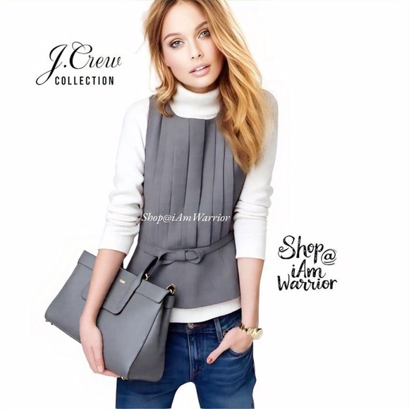 J.Crew Collection charcoal pleated sleeveless belted wool top *shop@iamwarrior - Picture 1 of 13